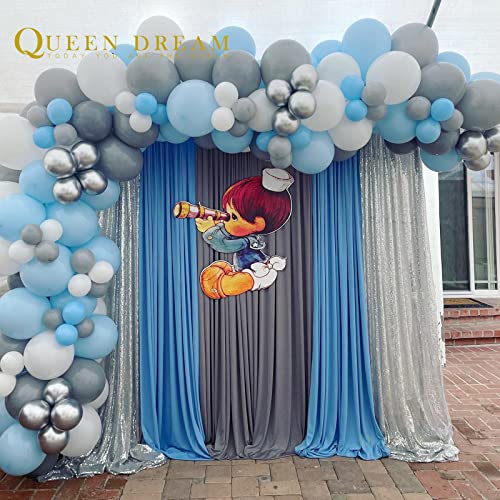 QueenDream Silver Sequin Backdrop 2 Panels 2FTx8FT Christmas Party Backdrop Curtains Glitter Photo Background for Wedding Baby Shower Stage Decorations - Image 3