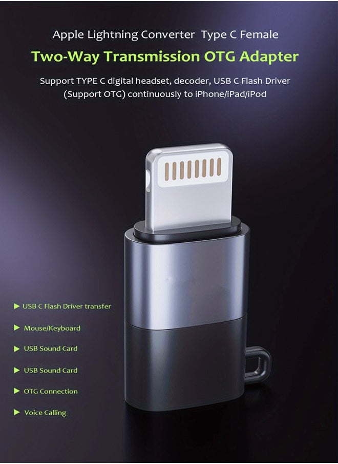 USB-C to Lightning OTG Adapter with Charging & Digital Audio DAC Support for iPhone 13 12 11 Pro Max iPad - File Transfer, Headphone Converter
