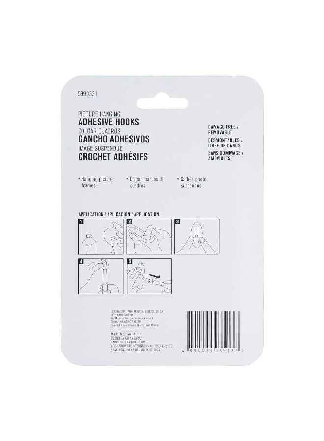 ACE 8-Piece Damage Free Adhesive Picture Hanging Strips Set White 1.2 x 4.73 x 6.89 cm 5999331 - Image 2