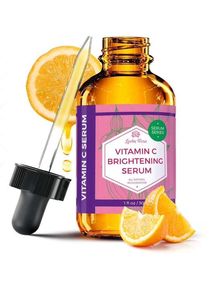 Leven Rose Vitamin C Brightening Serum 100% Natural Dark Spot Remover for Face for Collagen Boost, Anti-Aging, Deep Hydrating for Dry Skin, Collagen Building Face Moisturizer 1 oz - Image 1