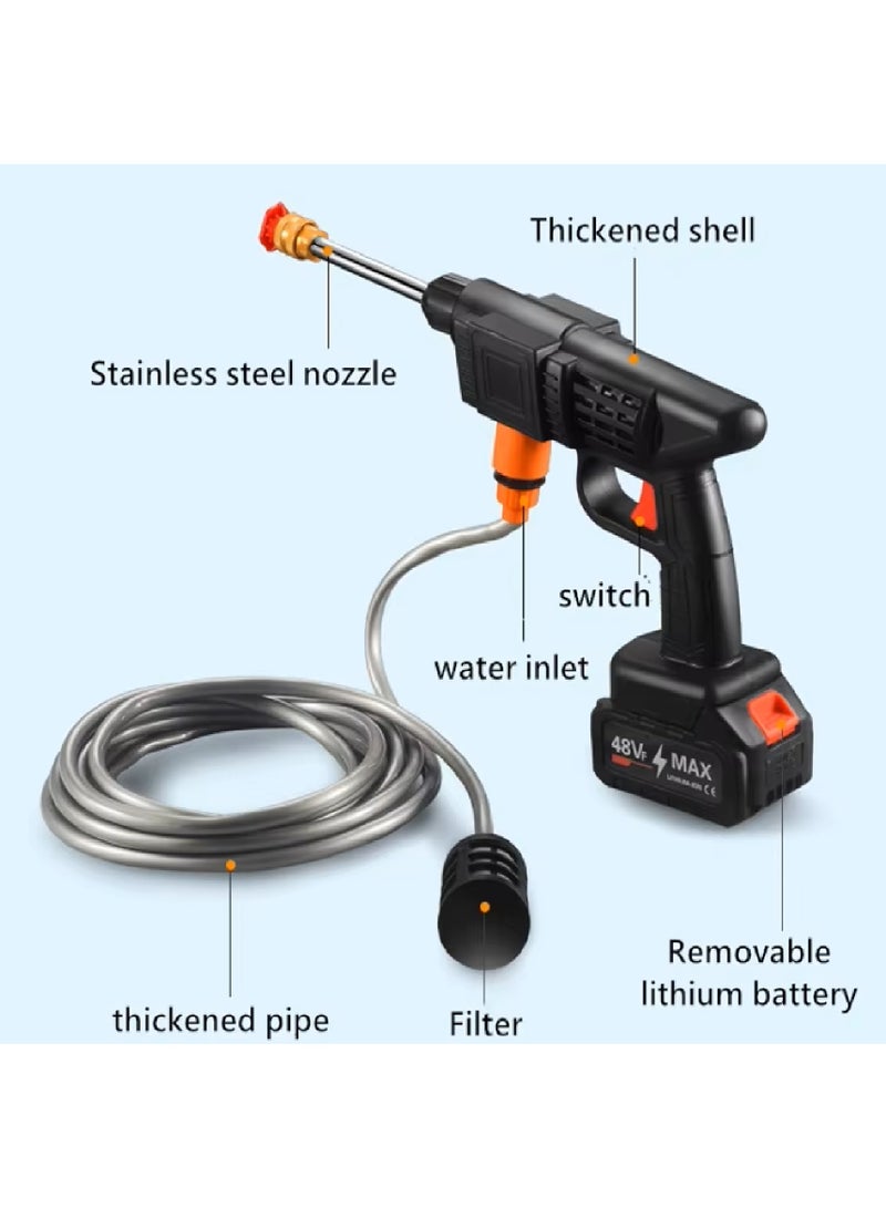 Water Pressure Gun With Two 48-Volt Rechargeable Batteries For Washing Cars, Carpets, Air Conditioning, Bicycles, And Garden Spraying. - Image 3