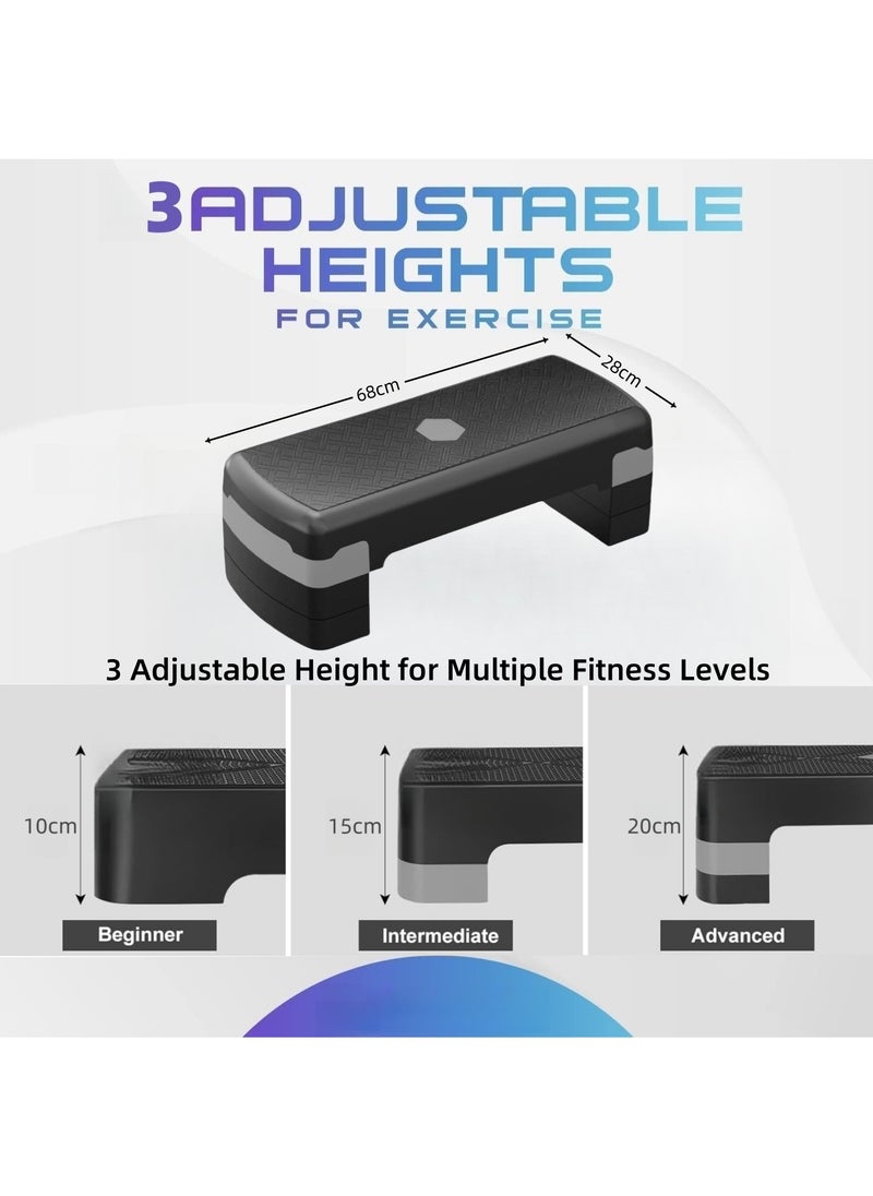 WAKYME - Aerobic Exercise Step 3 Level Adjustable Aerobic Stepper Step Platform for Step Up 68cm Step Deck for Home & Gym Workout - Image 1