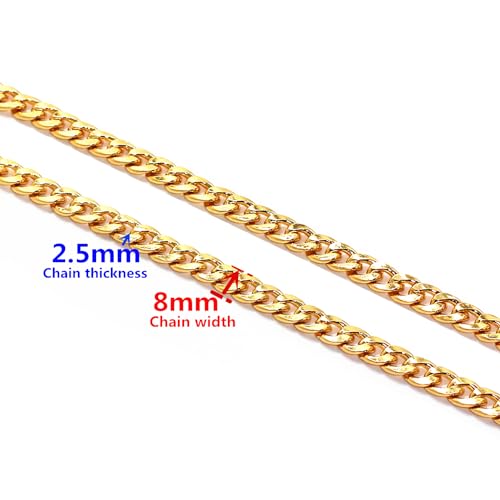 Model Worker DIY Iron Flat Chain Strap Handbag Chains Purse Chain Straps Shoulder Cross Body Replacement Straps with Metal Buckles (23.6", Gold) - Image 2