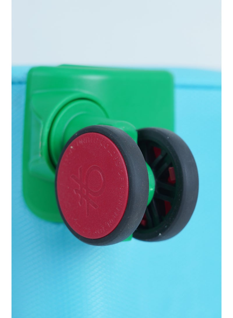 UNITED COLORS OF BENETTON BNTE-50 24 Inch- Checked Luggage with TSA Lock| Material- Soft Trolley with lightweight | Adjustable Trolley Handle | Smooth Dual Wheels 360degree rotate| LIGHT BLUE - Image 4