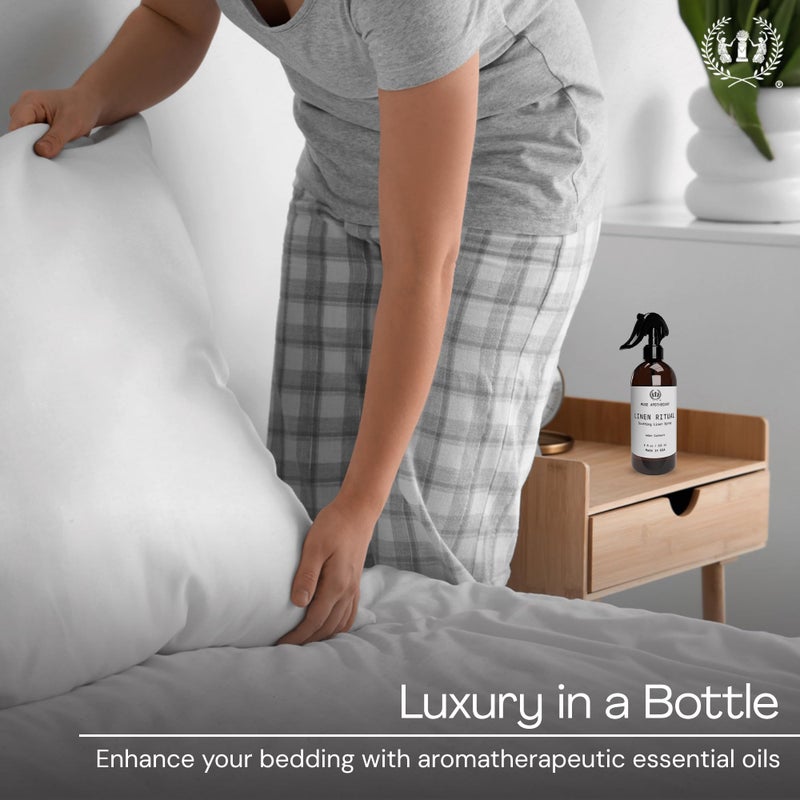 Muse Apothecary Linen Ritual - Aromatic, Soothing, and Relaxing Linen Mist, Laundry and Fabric Spray - Infused with Aromatherapy Essential Oils - 8 oz, Amber Cashmere - Image 2