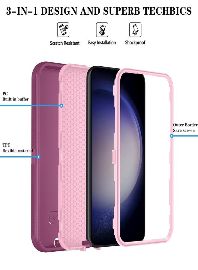 ONOLA Phone Case for Samsung Galaxy S23 FE Case with HD Screen Protector, Heavy Duty Shockproof & Dropproof 3-Layer Cover Phone Case for Galaxy S23 FE 6.4'', WineRedPink - Image 5