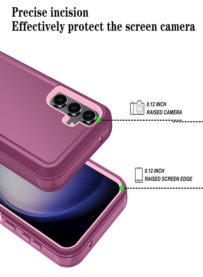 ONOLA Phone Case for Samsung Galaxy S23 FE Case with HD Screen Protector, Heavy Duty Shockproof & Dropproof 3-Layer Cover Phone Case for Galaxy S23 FE 6.4'', WineRedPink - Image 4