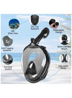 Generic Full Face Snorkel Mask Adult, Snorkel Mask Full Face with Anti-fog & Anti-leak Design, 180°View Diving Mask with Detachable Camera Mount/Adjustable Head Straps/Earplugs  - Image 4