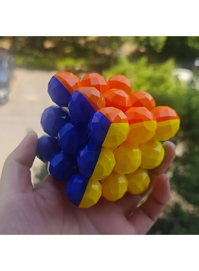 مكعب يوسي جيه عديم الملصقات كروي ماسي الشكل 3×3×3، أحجية سحرية بألوان مختلطة زاهية، حواف ناعمة، تصميم صديق للمبتدئين، تعلم سريع، حل سريع، سبيد كيوبينج، شكل هندسي، لمسة نهائية لامعة - Image 5