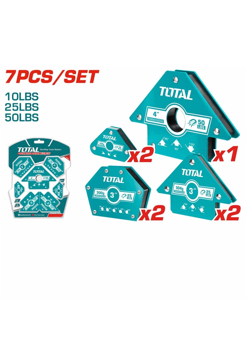 TOTAL TOTAL 7PCS Magnetic Welding Holder Set – Heavy Duty Magnets for Welding & Positioning, Includes Mini, 3" and 4" Multi-Angle Magnets, Pull Force Up to 50Lbs, Ideal for DIY and Professional Welding Projects – Double Blister Packaging  - Image 1