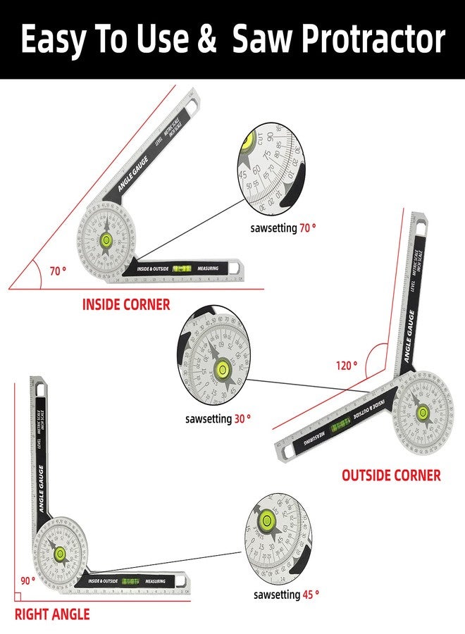 NORTOOLS Miter Saw Protractor, Measuring Tools Precision Laser Inside & Outside Miter Angle Finder with Laser Dial For Carpenters, Plumbers, Building Trades, DIY - Image 2