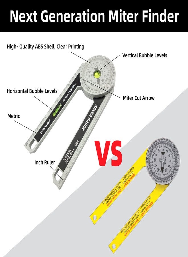 NORTOOLS Miter Saw Protractor, Measuring Tools Precision Laser Inside & Outside Miter Angle Finder with Laser Dial For Carpenters, Plumbers, Building Trades, DIY - Image 3