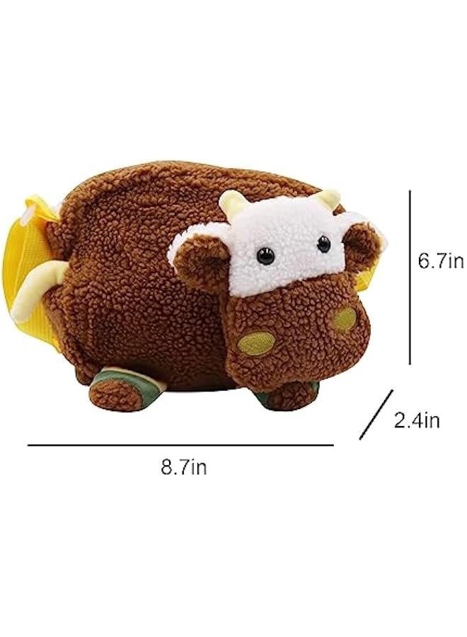 Cute Women Lady Plush Wallet Coin Purse Fuzzy Satchel Anime Shoulder Crossbody Bag Fluffy Tote Bag,Coffee Sheep - Image 4