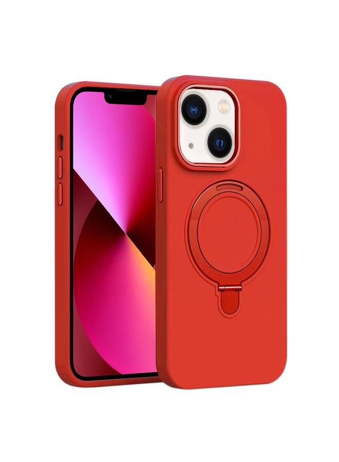 اس-توب جراب لهاتف iPhone 13 مصنوع من السيليكون السائل MagSafe مع حامل حلقي معدني - Image 1