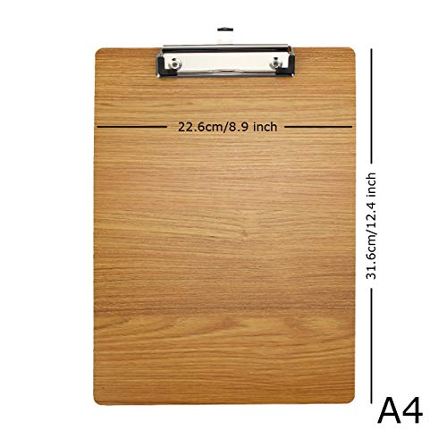 Enyuwlcm Wooden Clipboard Durable MDF Clipboard A4 Letter Size for Office Low Profile Clip 2 Packs Brown - Image 2