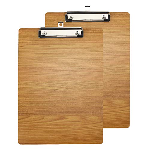 Enyuwlcm Wooden Clipboard Durable MDF Clipboard A4 Letter Size for Office Low Profile Clip 2 Packs Brown - Image 1