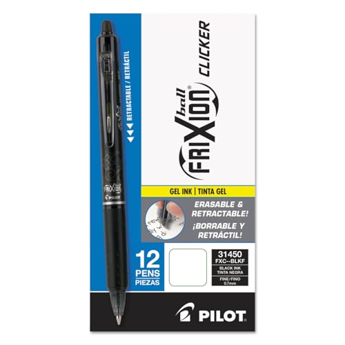 Pilot, FriXion Clicker Erasable Gel Pens, Fine Point 0.7 mm, Pack of 12, Black - Image 2