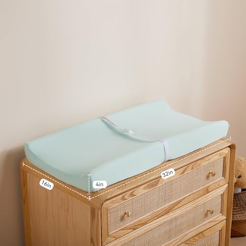 TILLYOU Changing Pad Cover Set in Soft Jersey Material - Fits 32"/34''x16 Contoured Pad for Babies, Lt Green & Lt Gray - Image 4