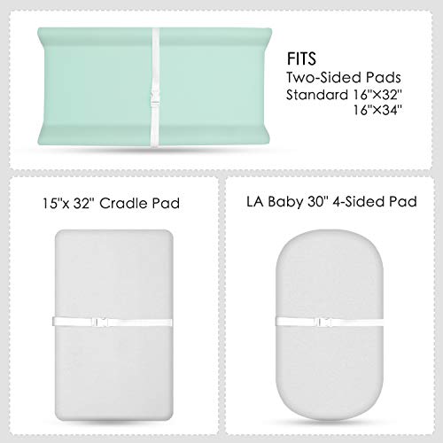 TILLYOU Changing Pad Cover Set in Soft Jersey Material - Fits 32"/34''x16 Contoured Pad for Babies, Lt Green & Lt Gray - Image 3