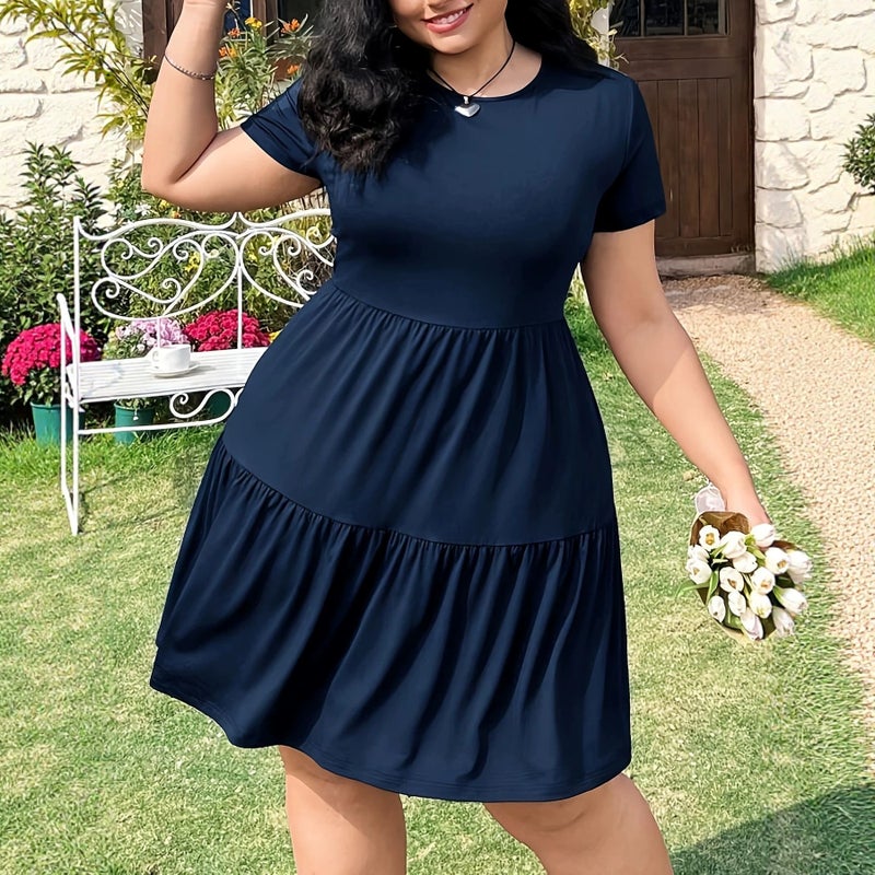 فستان نسائي كاجوال بقصة A-line مع هدب مطوي وقصّة فضفاضة - Image 2