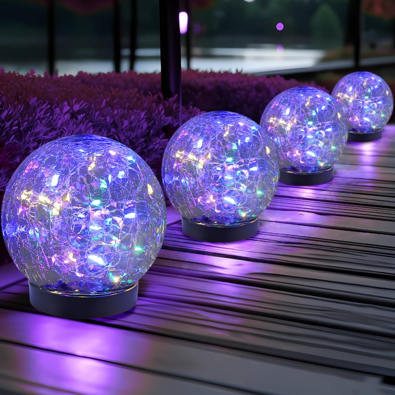 JKIMK Solar Globe Lights Outdoor Waterproof-Solar Balls for Garden-Cracked Glass Ball Solar Lights Outdoor-Solar Orbs for Outside-Outdoor Decorations for Patio and Yard Lawn Backyard Decor - Image 1