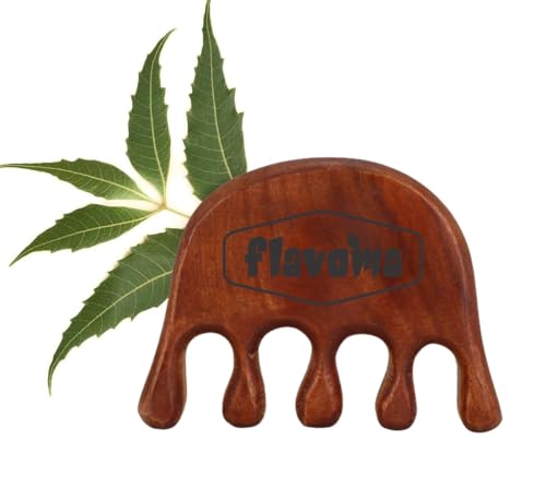 Flavoma Neem Wood Wide Tooth Hair and Scalp Massager Comb | Tooth Design Multi-Functional Tool Scraping | Multifunctional Meridian Massage Comb | Ideal for Head and Neck Massage | Scalp Massage No Static Head Massager Tool Physical Therapy - Image 1