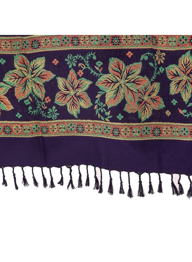 BRAVEZI Women's Woolen Floral Design Printed Shawls (Blue) - Image 4