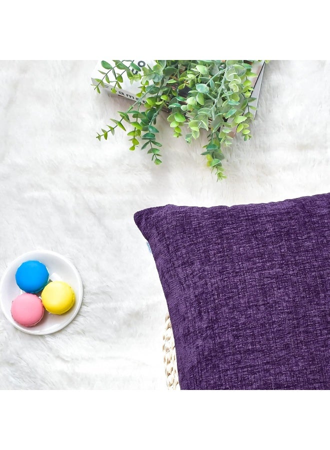 CaliTime Throw Pillow Covers Decorative 20 X 20 Inches Pack of 2 Cozy Chenille Cushion Cases for Couch Sofa Bed Living Room Home Plum Purple - Image 5