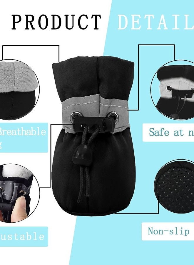 YAODHAOD Dog Shoes for Small Dogs, Anti-Slip Dogs Boots & Paw Protector for Winter Snowy Day, Summer Hot Pavement Dog Booties with Reflective Straps, Cat Dog Shoe for Indoor Hardfloors (Black, 2) - Image 3