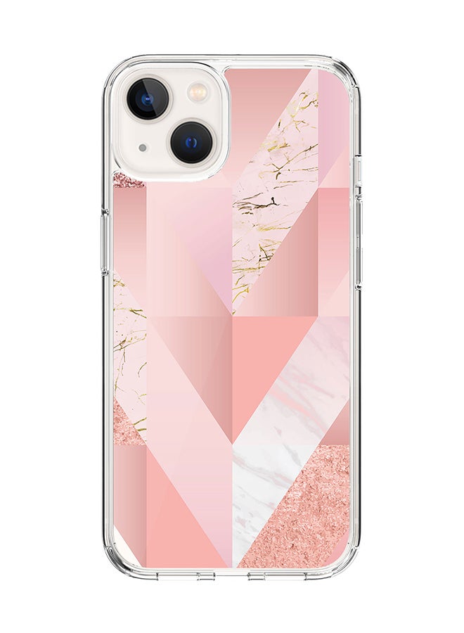 Classic Clear Case for Apple iPhone 14 Plus Case Hybrid Soft Cover Flexible Edges Anti Drop TPU PC Gel Thin Transparent Cover - Marble Pink Vintage