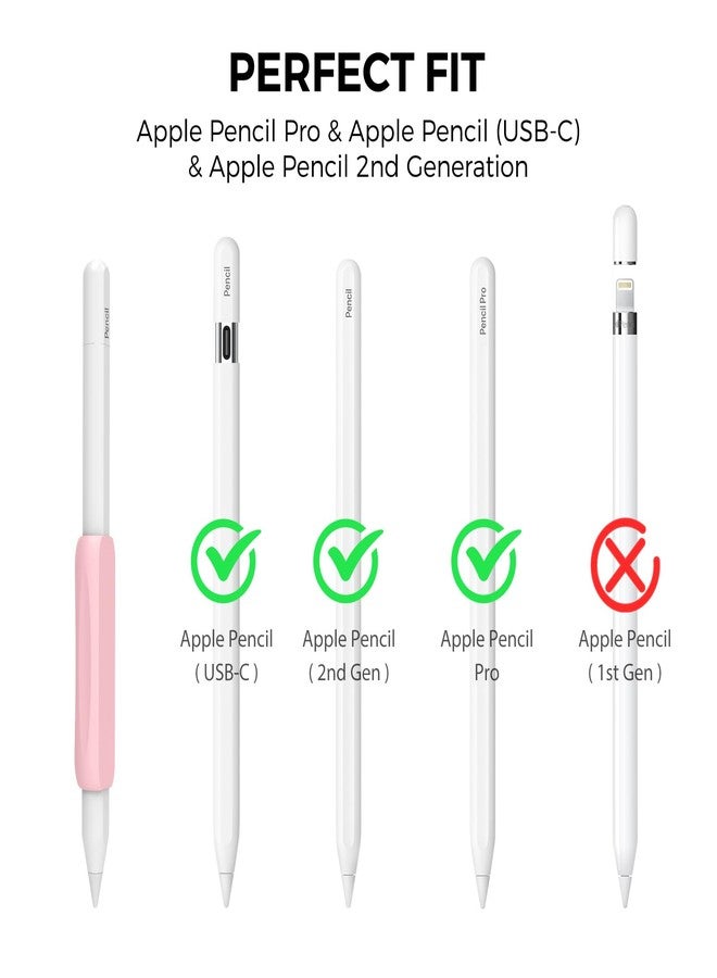 أهاستايل مجموعة من 3 مقابض سيليكون من AhaStyle لقلم Apple Pencil Pro وقلم Apple Pencil (USB-C) وقلم Apple Pencil من الجيل الثاني، تصميم مريح، غطاء واقٍ متوافق مع قلم iPad، أبيض، وردي، أخضر - Image 2