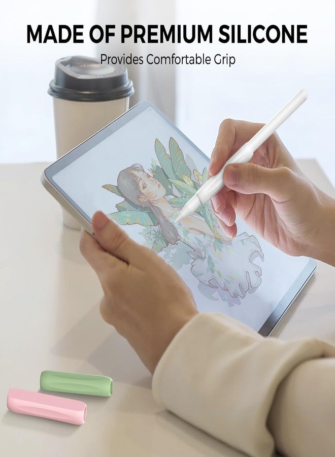 أهاستايل مجموعة من 3 مقابض سيليكون من AhaStyle لقلم Apple Pencil Pro وقلم Apple Pencil (USB-C) وقلم Apple Pencil من الجيل الثاني، تصميم مريح، غطاء واقٍ متوافق مع قلم iPad، أبيض، وردي، أخضر - Image 4