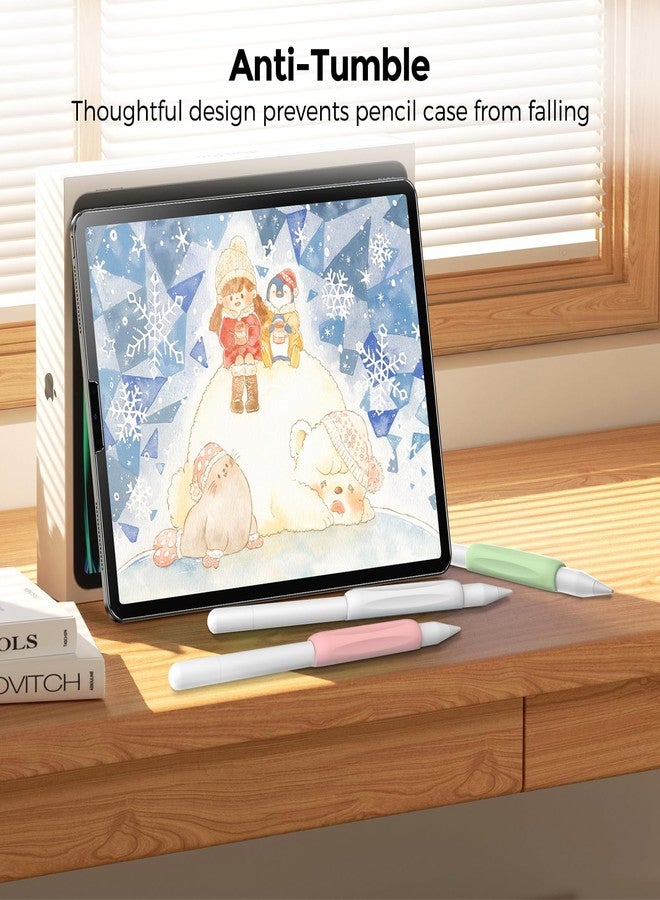 أهاستايل مجموعة من 3 مقابض سيليكون من AhaStyle لقلم Apple Pencil Pro وقلم Apple Pencil (USB-C) وقلم Apple Pencil من الجيل الثاني، تصميم مريح، غطاء واقٍ متوافق مع قلم iPad، أبيض، وردي، أخضر - Image 5