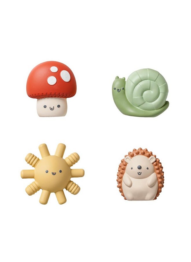 Itzy Ritzy Itzy Ritzy Water-Squirting Sensory Bath Toys - Soft, Textured & Easy to Squeeze for Babies & Toddlers - Characters for Fun & Motor Skill Development - Set of 4 Includes Sun, Snail, Mushroom & Hedgehog  - Image 1
