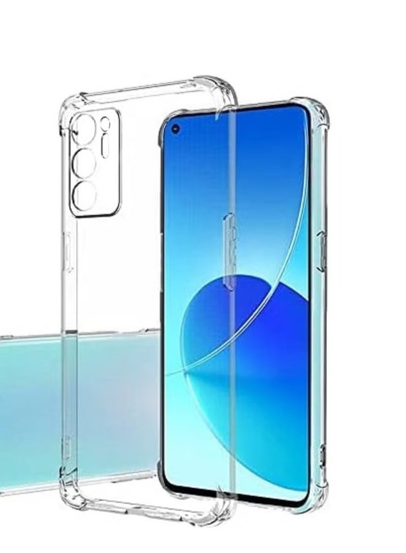 جراب سيليكون شفاف لهاتف Oppo Reno 6 4G مصنوع من مادة TPU Gorilla المضادة للصدمات وزوايا الكاميرا المقاومة للصدمات - شفاف