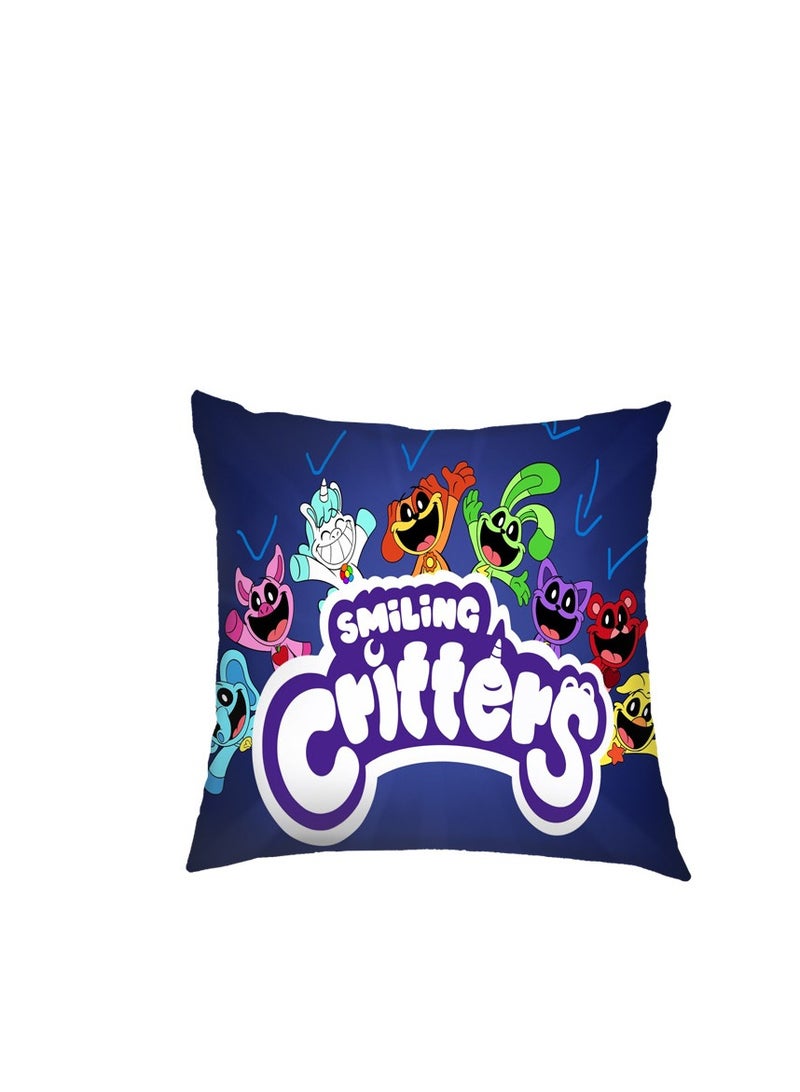 XiuWoo أغطية وسائد رمي المخلوقات المبتسمة، غطاء غطاء وسادة مربع، مخلوقات كرتونية مبتسمة محيطية، أغطية وسائد حيوانات، غطاء وسادة للأريكة وغرفة نوم السيارة وديكور المنزل - Image 1