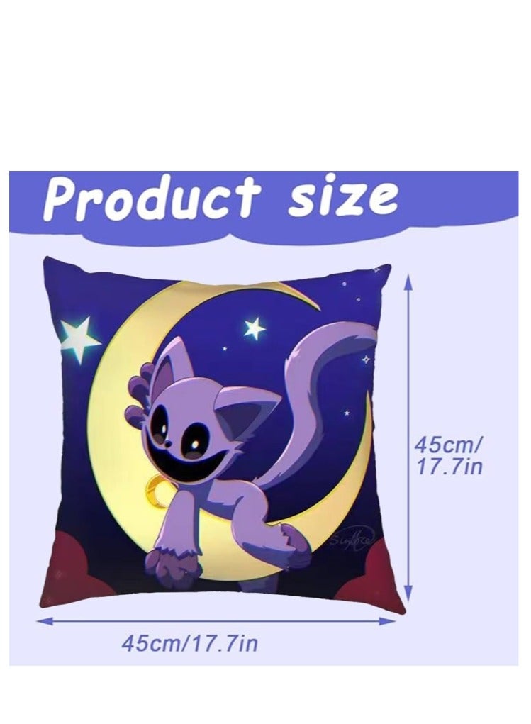 XiuWoo أغطية وسائد رمي المخلوقات المبتسمة، غطاء غطاء وسادة مربع، مخلوقات كرتونية مبتسمة محيطية، أغطية وسائد حيوانات، غطاء وسادة للأريكة وغرفة نوم السيارة وديكور المنزل - Image 4