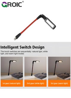 GROIC USB LED Light for Laptop Lamp, Brighter Gesture Sensing USB Lights 3 Color Temp Stepless Dimming Brightness USB Reading Lamp Eye-Care Flexible Portable Lights for laptop Keyboard Reading Camping  - Image 3