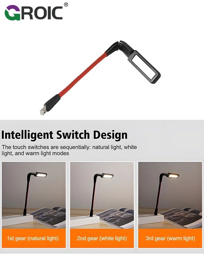 GROIC USB LED Light for Laptop Lamp, Brighter Gesture Sensing USB Lights 3 Color Temp Stepless Dimming Brightness USB Reading Lamp Eye-Care Flexible Portable Lights for laptop Keyboard Reading Camping  - Image 3