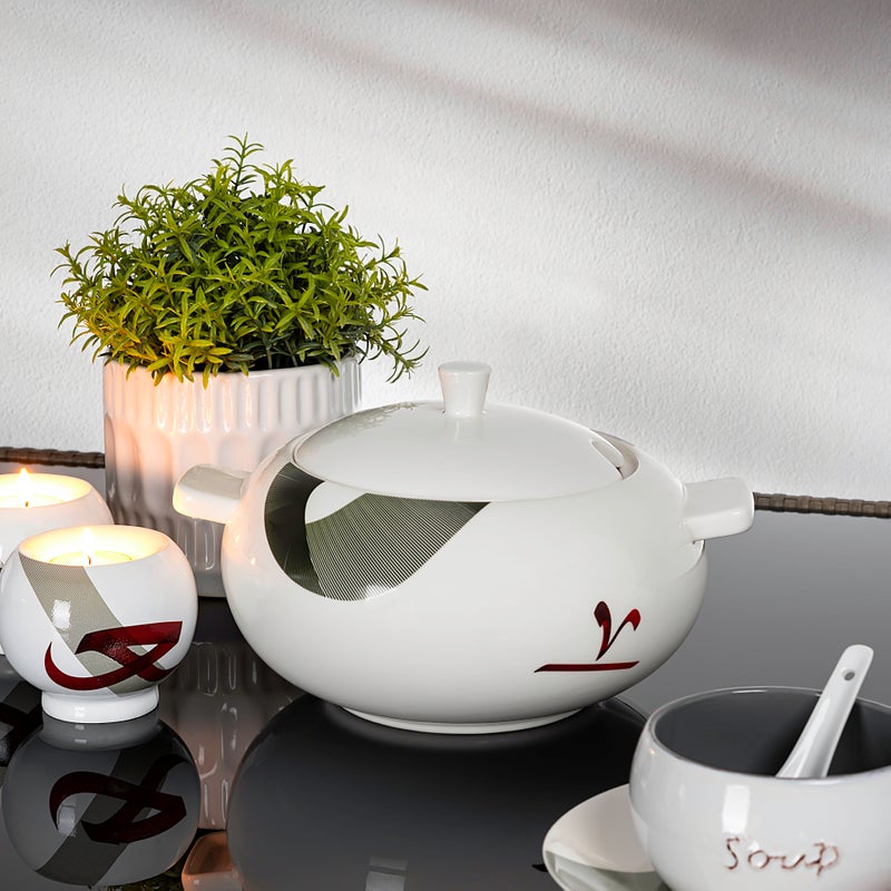 لا ميسا طبق تقديم شوربة بورسلان أبيض - Image 5