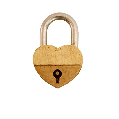 Purpledip Brass Small Padlock: Glowing Heart (11003) - Image 2