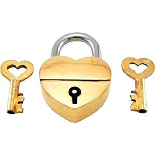 Purpledip Brass Small Padlock: Glowing Heart (11003) - Image 1