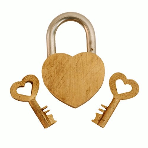 Purpledip Brass Small Padlock: Glowing Heart (11003) - Image 3