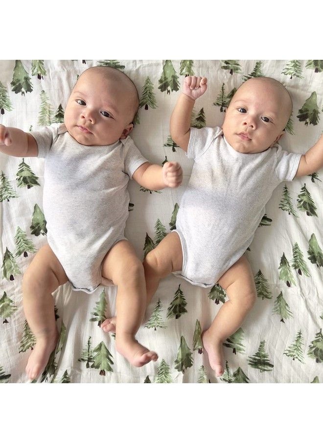 LifeTree - Muslin Swaddle Blankets Neutral Woodland Baby Swaddling Wrap Nursery Receiving Blanket For Boys & Girls Unisex Soft Bamboo Cotton Large 47 X 47 Inches - Image 1