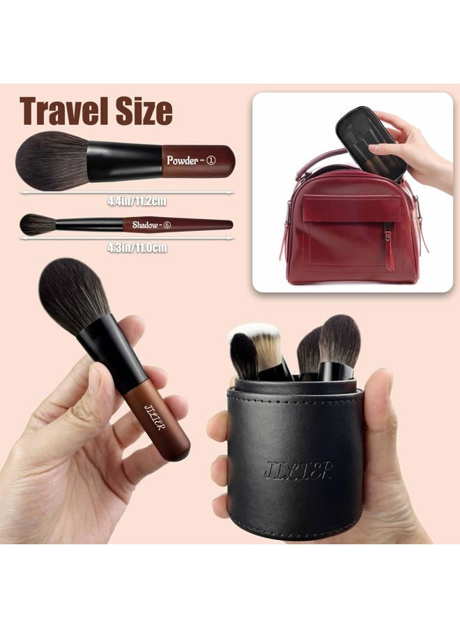 JILIER Travel Makeup Brush Set, 14 pcs Mini Makeup Brushes for Foundation, Powder, Eyeshadow, Highlight, Contour, Blush & Concealer, Small Makeup Brush Set Purse Size with Case - Image 3