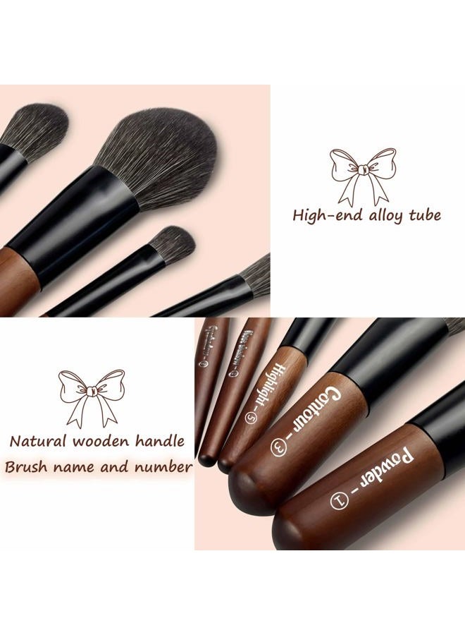JILIER Travel Makeup Brush Set, 14 pcs Mini Makeup Brushes for Foundation, Powder, Eyeshadow, Highlight, Contour, Blush & Concealer, Small Makeup Brush Set Purse Size with Case - Image 5