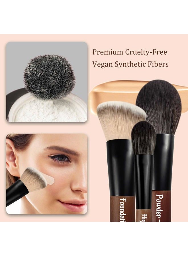 JILIER Travel Makeup Brush Set, 14 pcs Mini Makeup Brushes for Foundation, Powder, Eyeshadow, Highlight, Contour, Blush & Concealer, Small Makeup Brush Set Purse Size with Case - Image 4