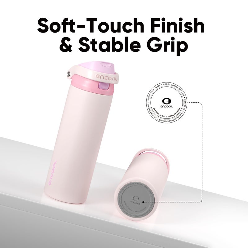 ENCOOL Leakproof Insulated Water Bottle with Straw Dual-Sip Water Bottle Bag-Safe Design for Work, Commute & Gym â€“ Keeps Drinks Cold All Day, 32 oz, Macaron Pink - Image 5