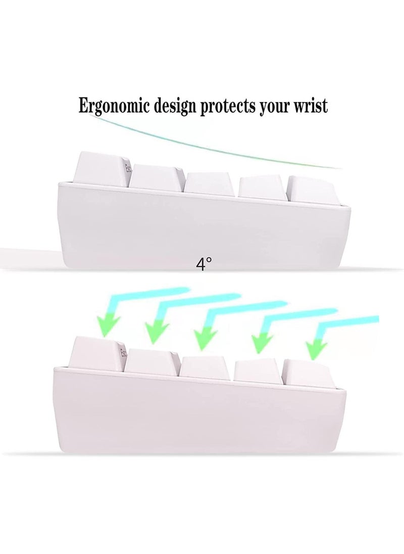 Rock Pow - 60% Wired Gaming Keyboard, 61 Keys RGB Backlit Wrist Rest Ultra-Compact Mini Waterproof Keyboard for PC Computer Gamer White - Image 1