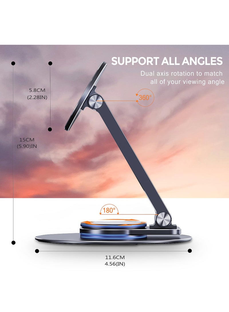 KASTWAVE Magnetic Desk Phone Stand for iPhone, Aluminum Phone Stand Holder Dock with 360°Rotation Base Adjustable Foldable,  Compatible with iPhone 15/14/13/12 Pro Max/Pro/Mini, Magsafe Case - Image 2